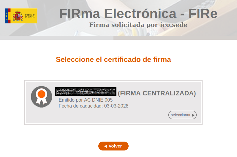 Imágen selección certificado centralizado FIRE